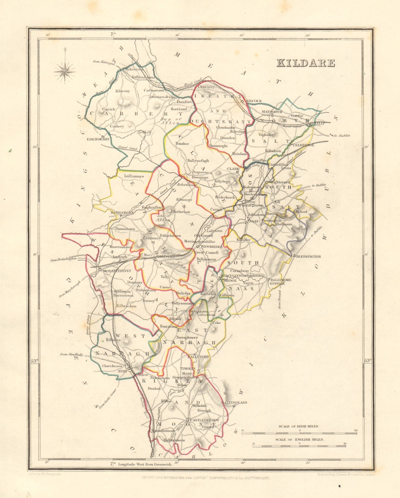 COUNTY KILDARE antique map for LEWIS by DOWER & CREIGHTON. Ireland 1846